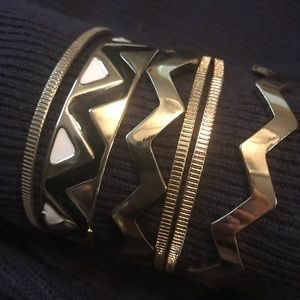 Black and Gold stack of bracelets